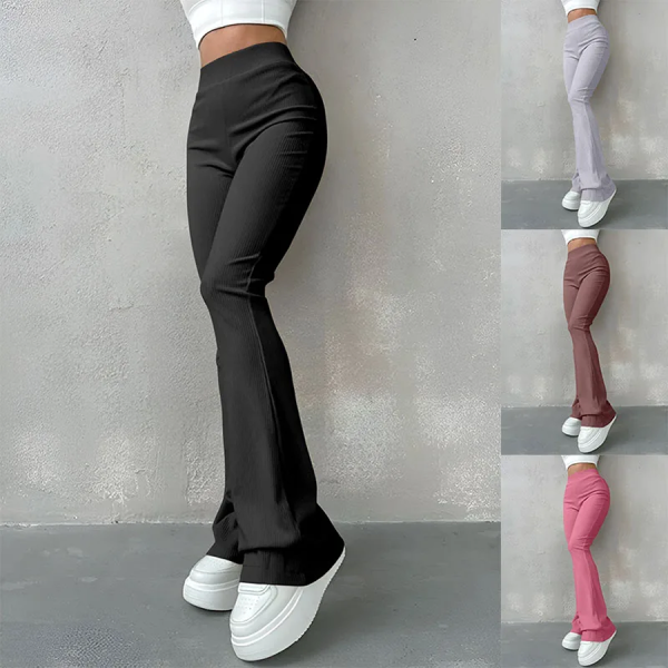 High Waist Ribbed Flared Pants